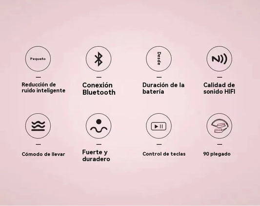Audífonos inalámbricos bluetooth 5.3 plegable.