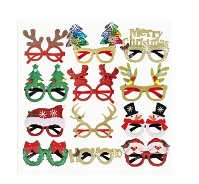 12 Unidades Gafas De Navidad Para Decoración De Fiestas