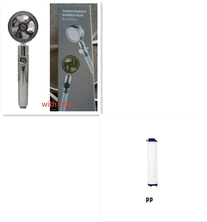 Ducha de hélice de mano turboalimentado con filtro e interruptor de pausa, ventilador turbo giratorio de 360 grados, ducha de alta presión, fácil de instalar