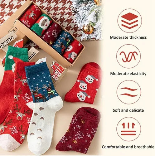 Pack 5 Pares Calcetines Navideños, Calcetas Navidad