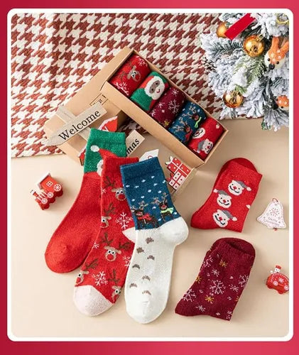 Pack 5 Pares Calcetines Navideños, Calcetas Navidad