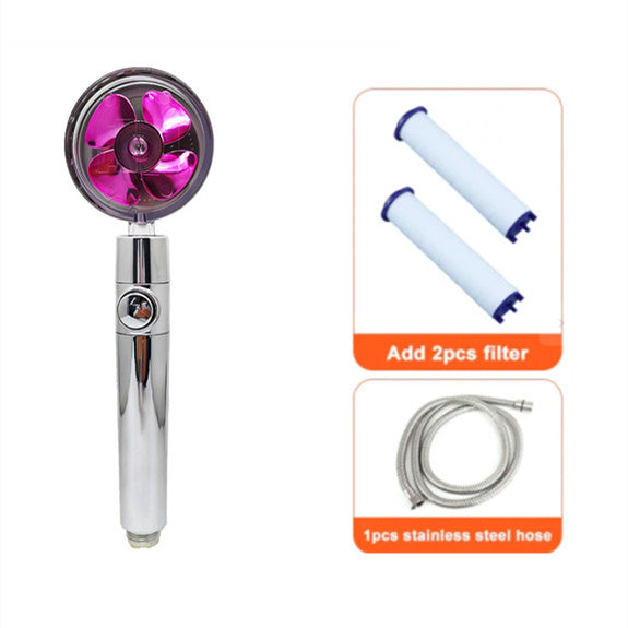 Ducha de hélice de mano turboalimentado con filtro e interruptor de pausa, ventilador turbo giratorio de 360 grados, ducha de alta presión, fácil de instalar