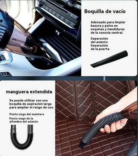Aspirador de auto inalámbrico de limpieza potente.