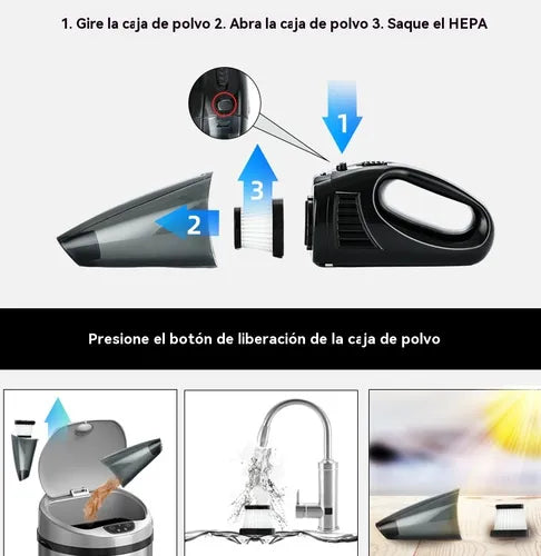 Aspirador de auto inalámbrico de limpieza potente.