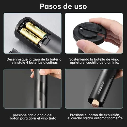 Abridor botellas de vino eléctrico, destapa corchos.