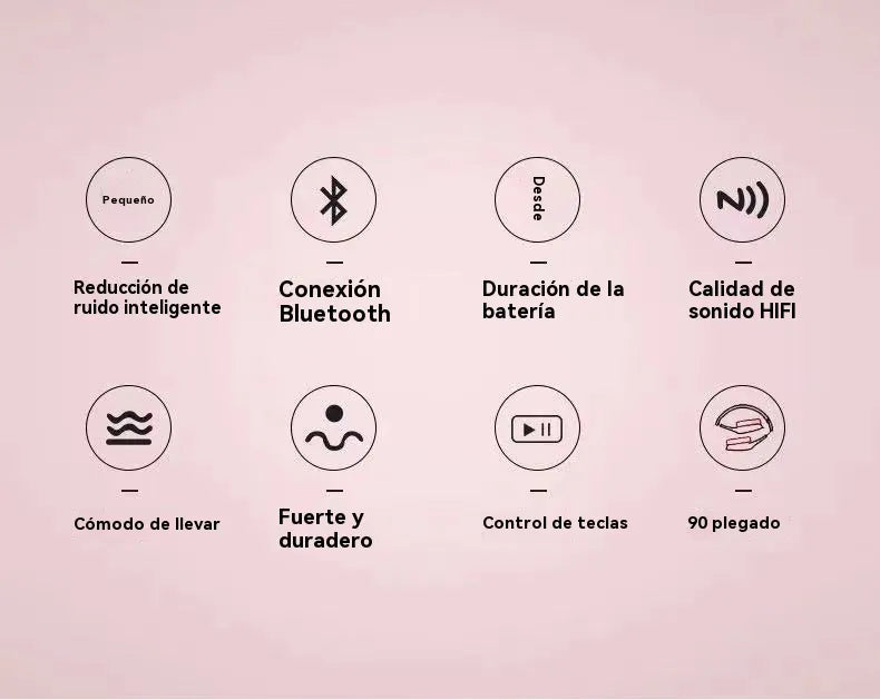 Audífonos inalámbricos bluetooth 5.3 plegable.