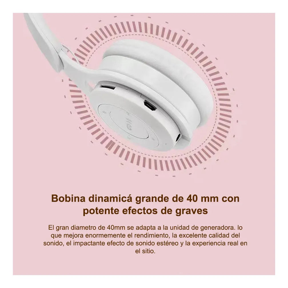 Audífonos inalámbricos bluetooth 5.3 plegable.