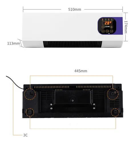 Calefactor eléctrico genérico 2000w panel turbo.