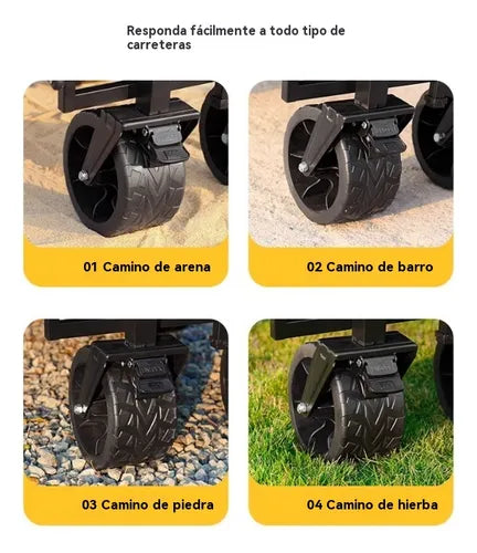 Carro plegable de compras para acampar al aire libre.