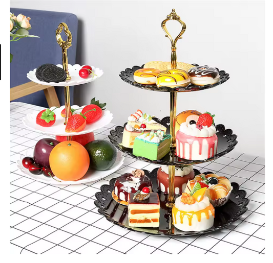 Base De Pastelería Plato De Exhibición De Postre Y Diseño Negro