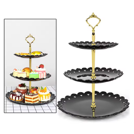 Base De Pastelería Plato De Exhibición De Postre Y Diseño Negro