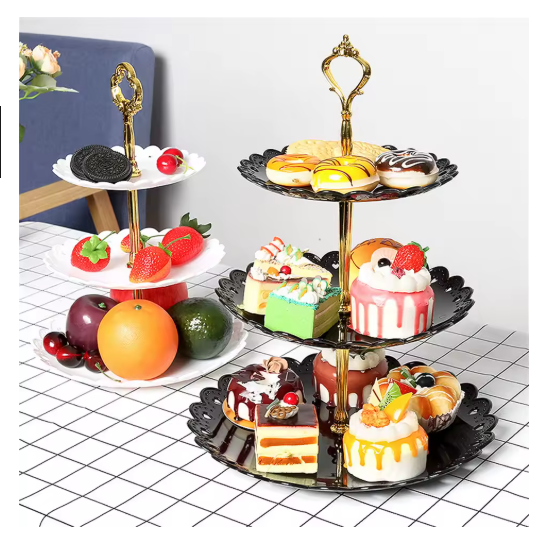 Base De Pastelería Plato De Exhibición De Postre Y Diseño Negro