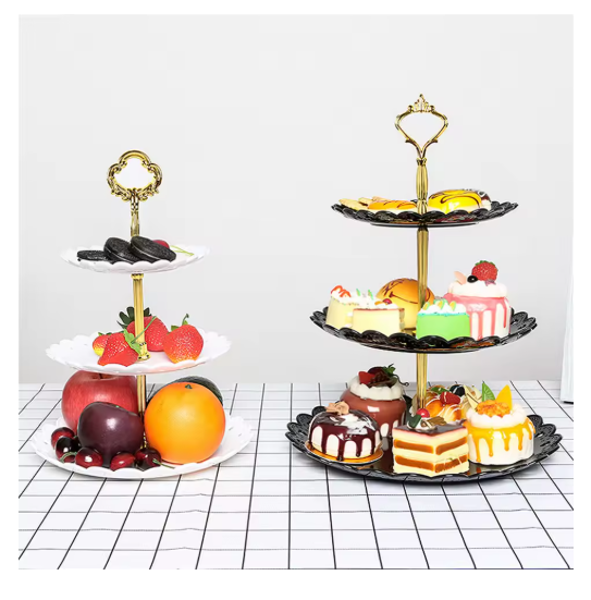 Base De Pastelería Plato De Exhibición De Postre Y Diseño Negro