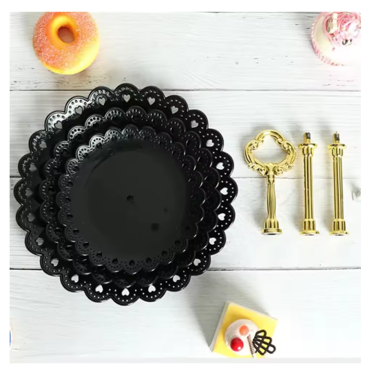 Base De Pastelería Plato De Exhibición De Postre Y Diseño Negro