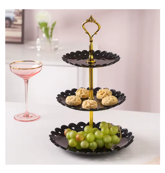 Base De Pastelería Plato De Exhibición De Postre Y Diseño Negro