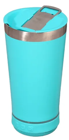 Vaso portátil bluetooth con música y abridor.