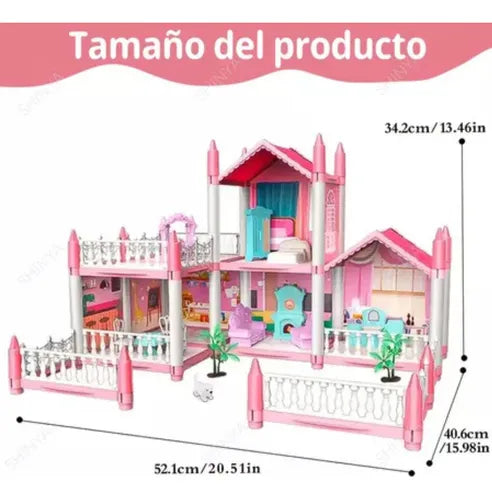 Casita castillo de muñecas con muebles pequeña.