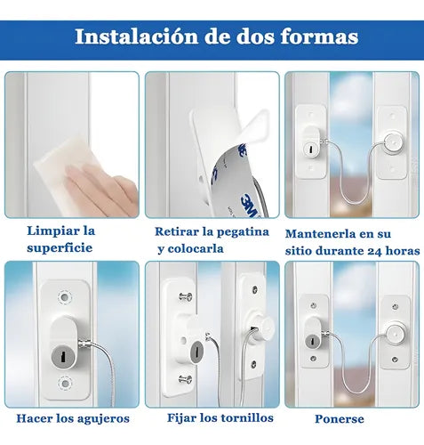 Cerradura autoadhesiva para ventanas-gabinetes.