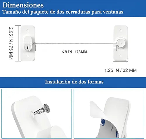 Cerradura autoadhesiva para ventanas-gabinetes.