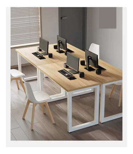 Escritorio estudio para oficina con cubierta de madera.