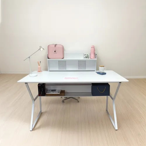 Escritorio con estante blanco 140cm.