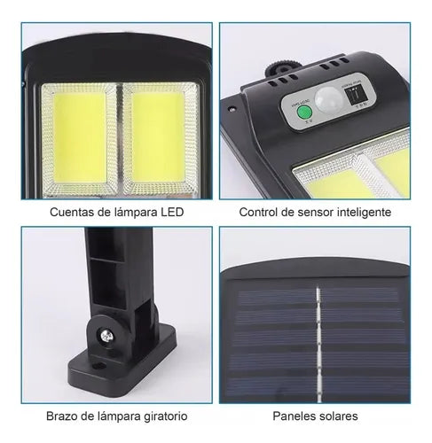 Foco solar maxwell led exterior sensor movimiento exterior negro.
