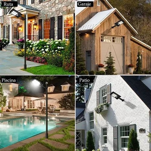 Foco solar maxwell led exterior sensor movimiento exterior negro.