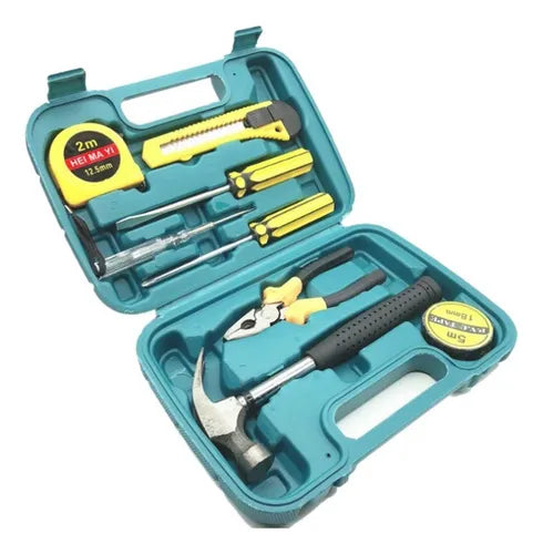 Kit de herramientas manuales y caja reparación mecánica.