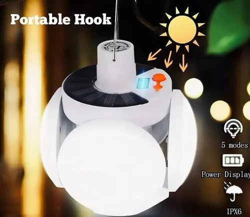 Lampara de camping luz solar led ultrabrillante bombilla.