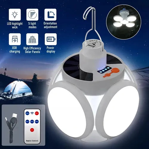 Lampara de camping luz solar led ultrabrillante bombilla.