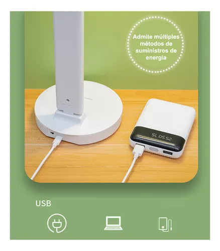 Lámpara led de mesa plegable usb recargable protección ojo.