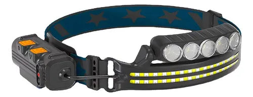 Linterna frontal tipo cintillo recargable led.