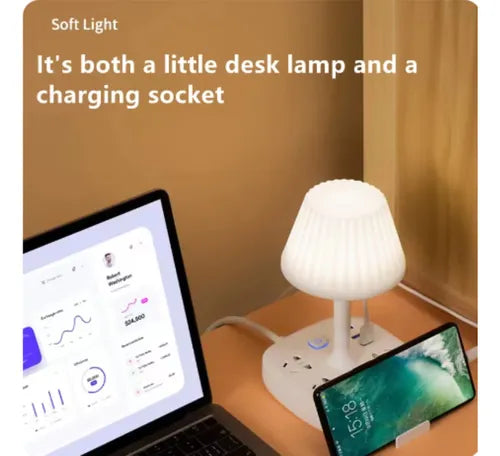 Lámpara de mesa con enchufe con usb.