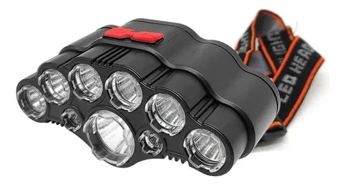 Linterna de cabeza 9 led ajustable recargable.