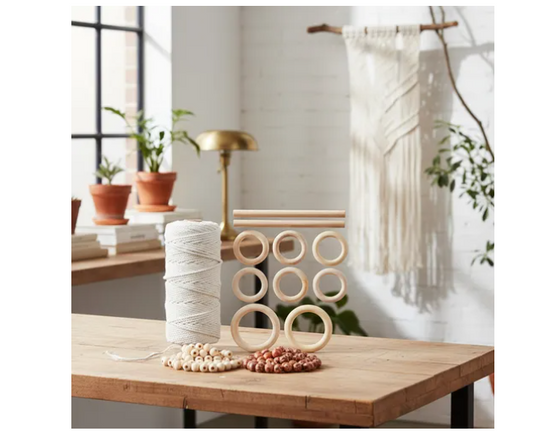 Kit Macrame + Cordón Algodón Peinado 3mm 100 Metros