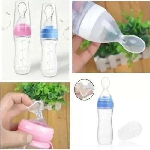 Mamadera de silicona para bebés de colores.