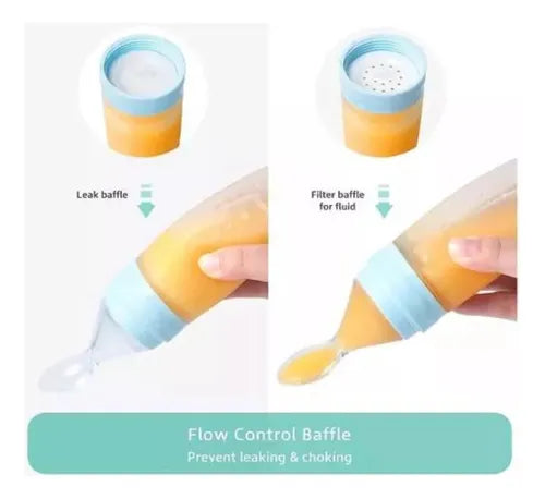 Mamadera de silicona para bebés de colores.