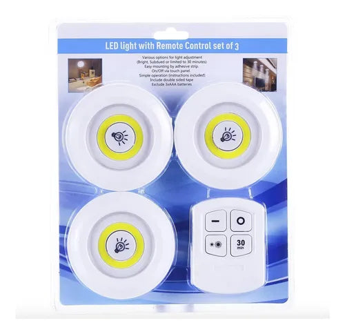 Set 3 luces led inalámbrica con control.