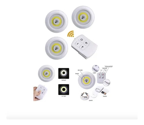 Set 3 luces led inalámbrica con control.