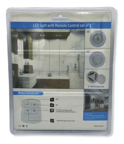 Set 3 luces led inalámbrica con control.