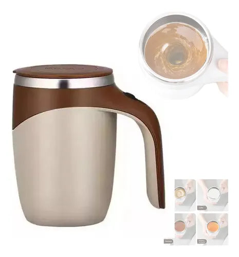 Taza agitadora de café automática.