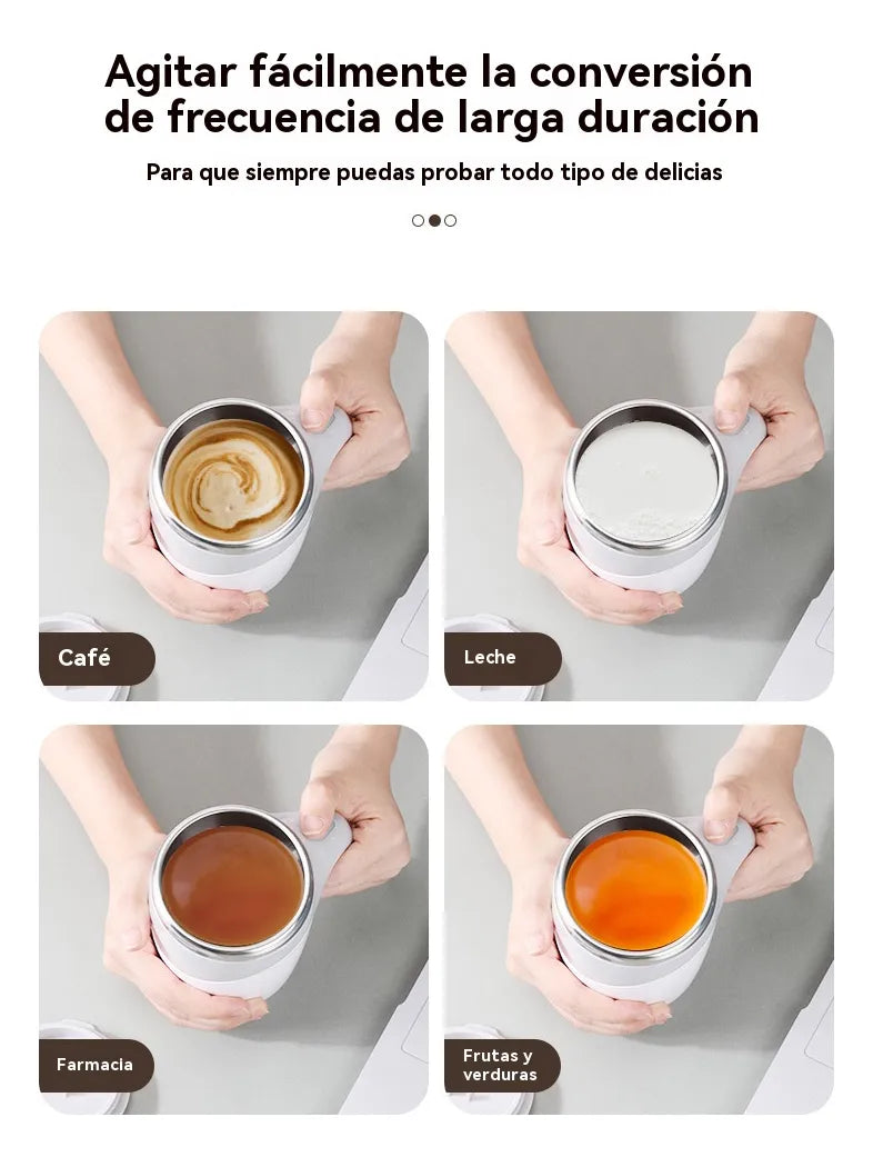 Taza agitadora de café automática.