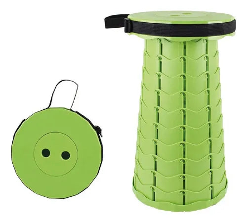Taburete plegable portátil de plástico retráctil.