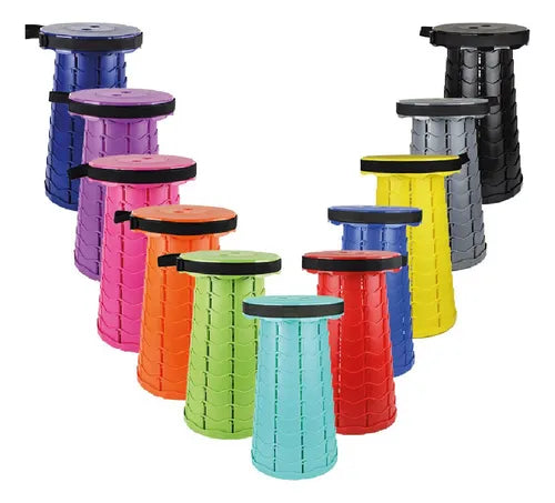 Taburete plegable portátil de plástico retráctil.