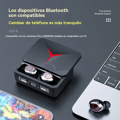 Auriculares inalámbricos bluetooth con luz led.