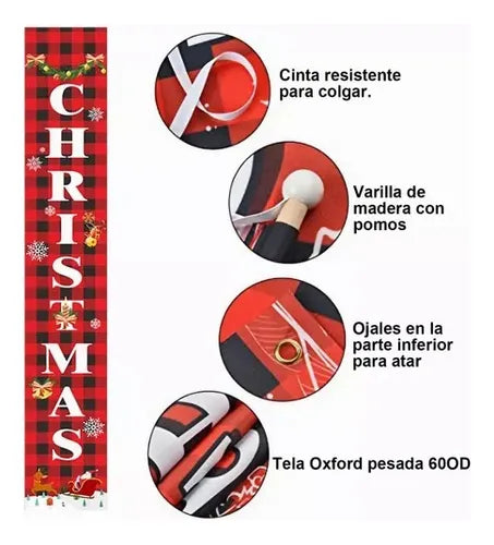 Feliz Navidad Banner Decoración Puerta Cortina Navidad Copla