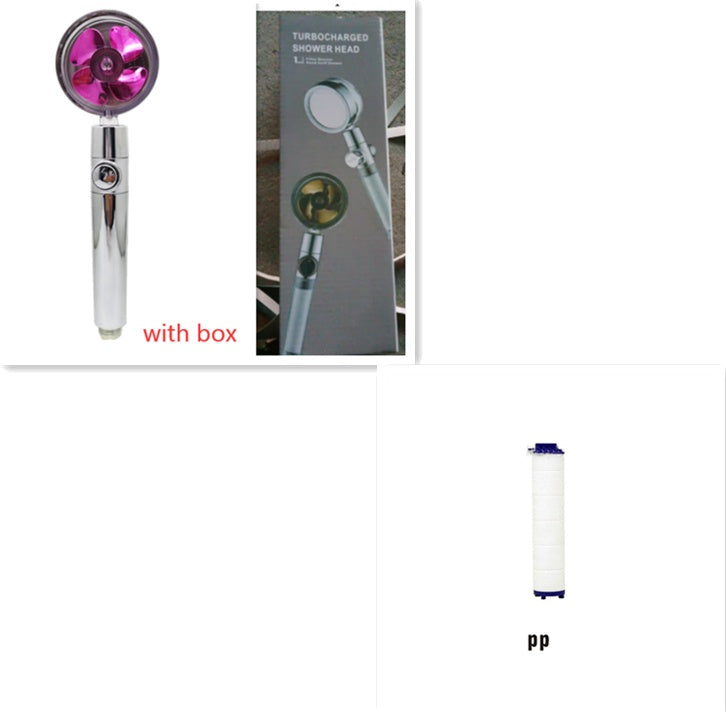 Ducha de hélice de mano turboalimentado con filtro e interruptor de pausa, ventilador turbo giratorio de 360 grados, ducha de alta presión, fácil de instalar