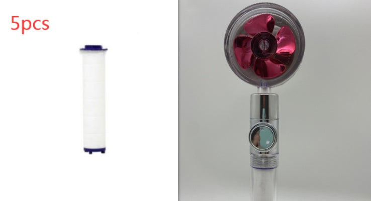 Ducha de hélice de mano turboalimentado con filtro e interruptor de pausa, ventilador turbo giratorio de 360 grados, ducha de alta presión, fácil de instalar