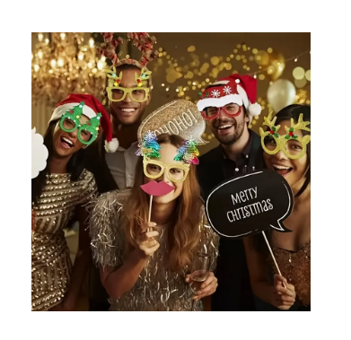 12 Unidades Gafas De Navidad Para Decoración De Fiestas