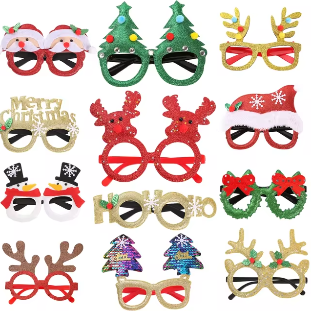 12 Unidades Gafas De Navidad Para Decoración De Fiestas